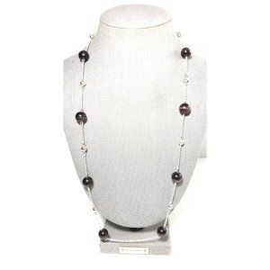 Women’s 26” Silver Tone Necklace w/ Purple Glass beads & silver balls. Fashion.